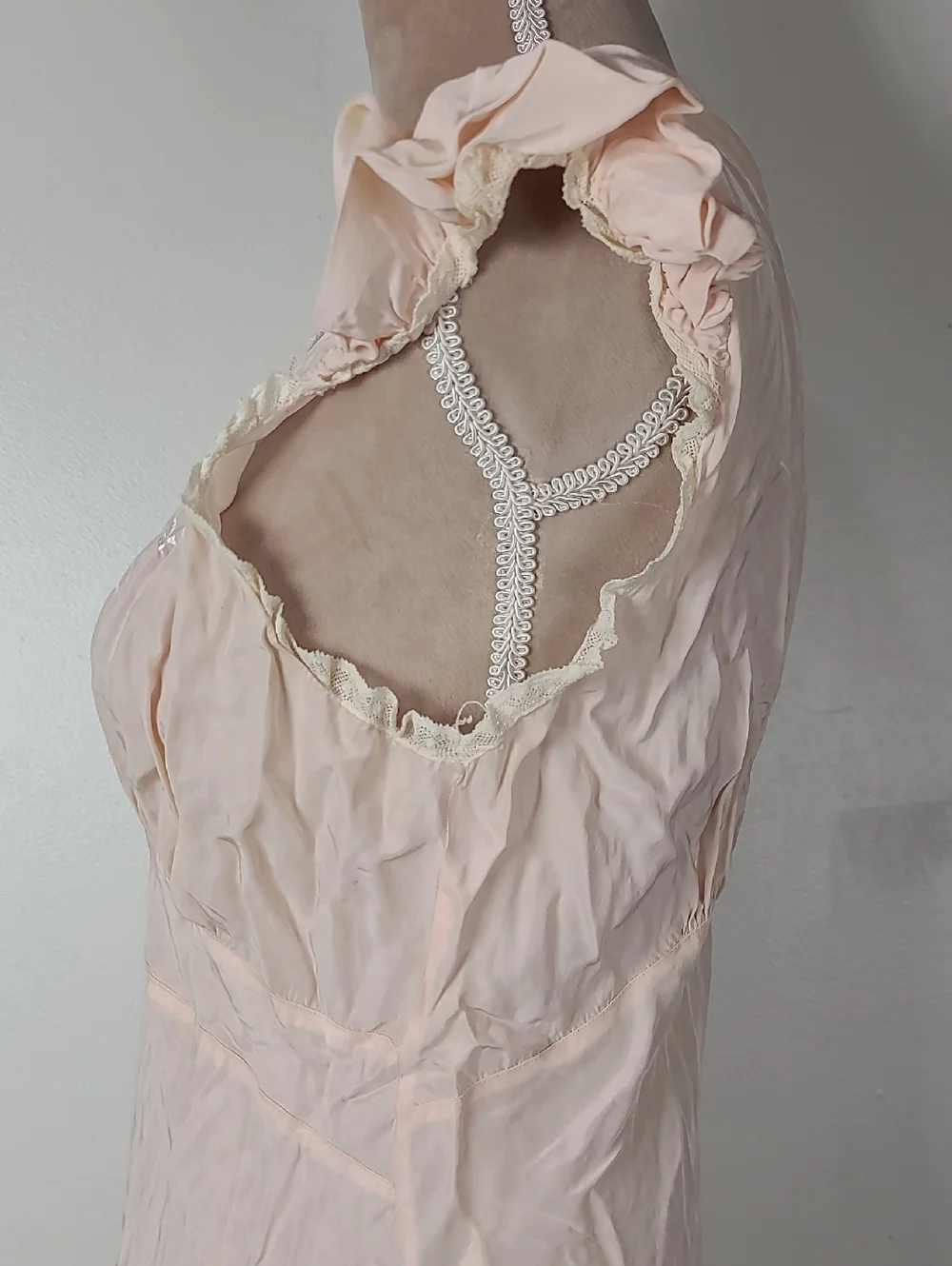 Vtg Eastern Isles 1940s Pale Pink Old Hollywood Glamour Full Lengh Nightgown 36 - Picture 10 of 16